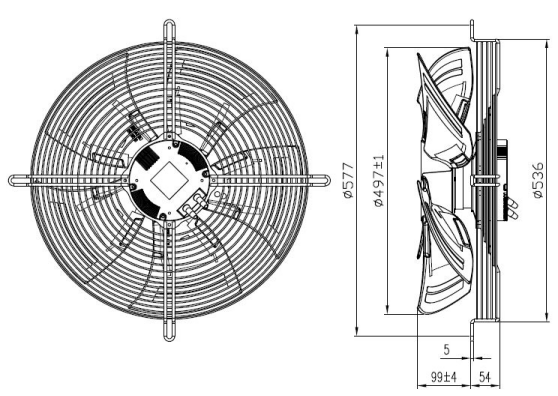 EC轴流风机500mm外形尺寸图1